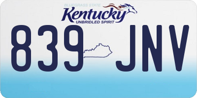 KY license plate 839JNV