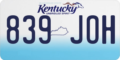 KY license plate 839JOH
