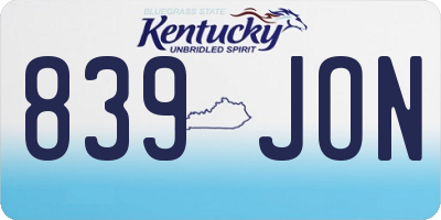 KY license plate 839JON