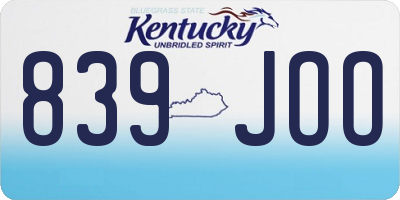 KY license plate 839JOO