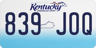KY license plate 839JOQ