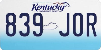KY license plate 839JOR