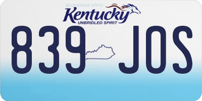 KY license plate 839JOS