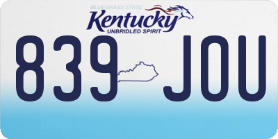 KY license plate 839JOU