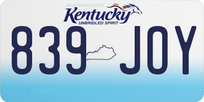 KY license plate 839JOY