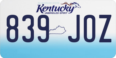 KY license plate 839JOZ