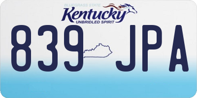 KY license plate 839JPA