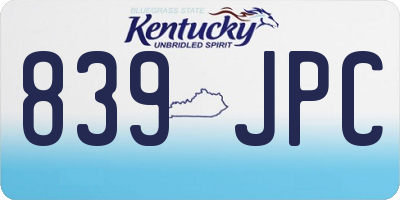 KY license plate 839JPC
