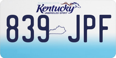 KY license plate 839JPF