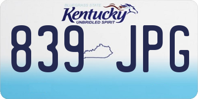 KY license plate 839JPG