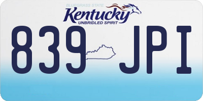 KY license plate 839JPI