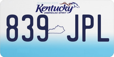 KY license plate 839JPL