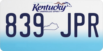 KY license plate 839JPR