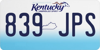 KY license plate 839JPS