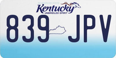 KY license plate 839JPV