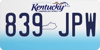 KY license plate 839JPW