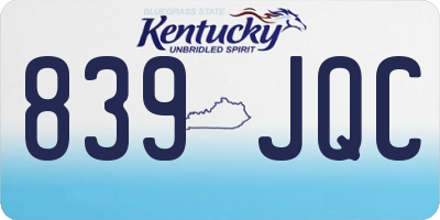 KY license plate 839JQC