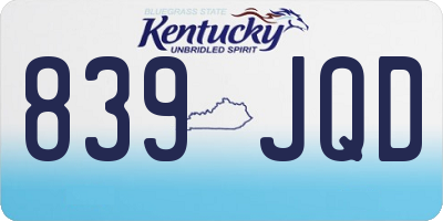 KY license plate 839JQD