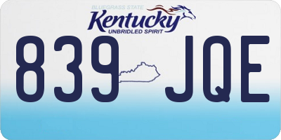 KY license plate 839JQE