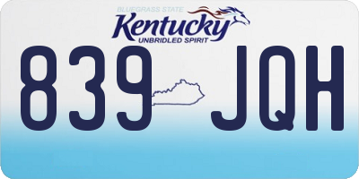 KY license plate 839JQH