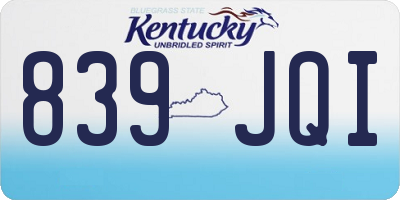 KY license plate 839JQI