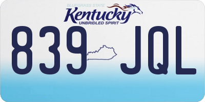 KY license plate 839JQL