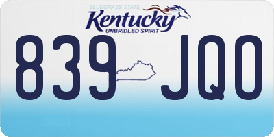 KY license plate 839JQO
