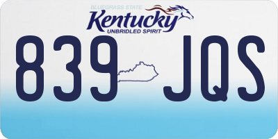 KY license plate 839JQS