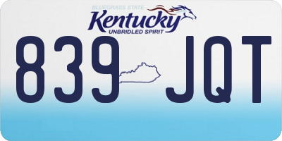 KY license plate 839JQT