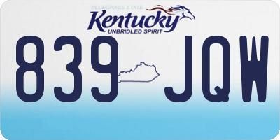KY license plate 839JQW