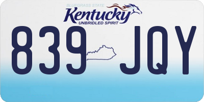 KY license plate 839JQY
