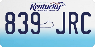 KY license plate 839JRC