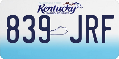 KY license plate 839JRF