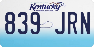 KY license plate 839JRN