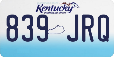 KY license plate 839JRQ