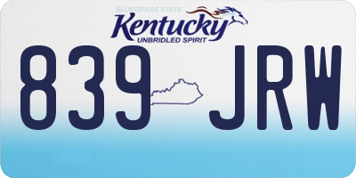 KY license plate 839JRW