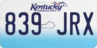KY license plate 839JRX