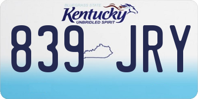 KY license plate 839JRY