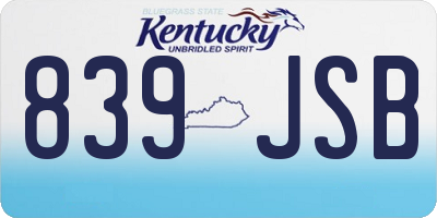 KY license plate 839JSB