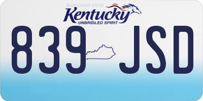 KY license plate 839JSD
