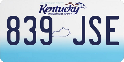 KY license plate 839JSE