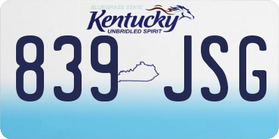 KY license plate 839JSG