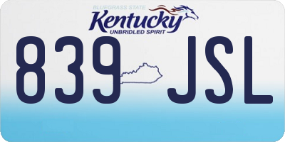 KY license plate 839JSL