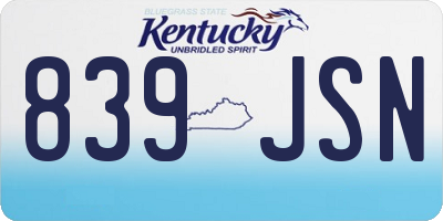 KY license plate 839JSN
