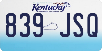 KY license plate 839JSQ