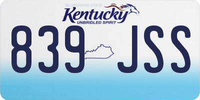 KY license plate 839JSS