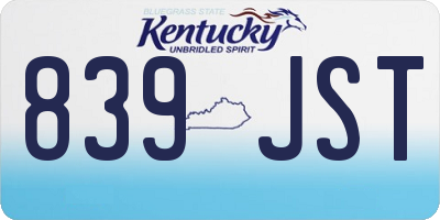 KY license plate 839JST