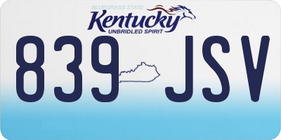KY license plate 839JSV