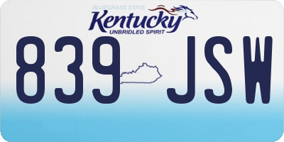 KY license plate 839JSW