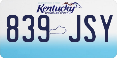 KY license plate 839JSY